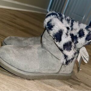 Juicy Couture Gray Fur-Lined Ankle Boots